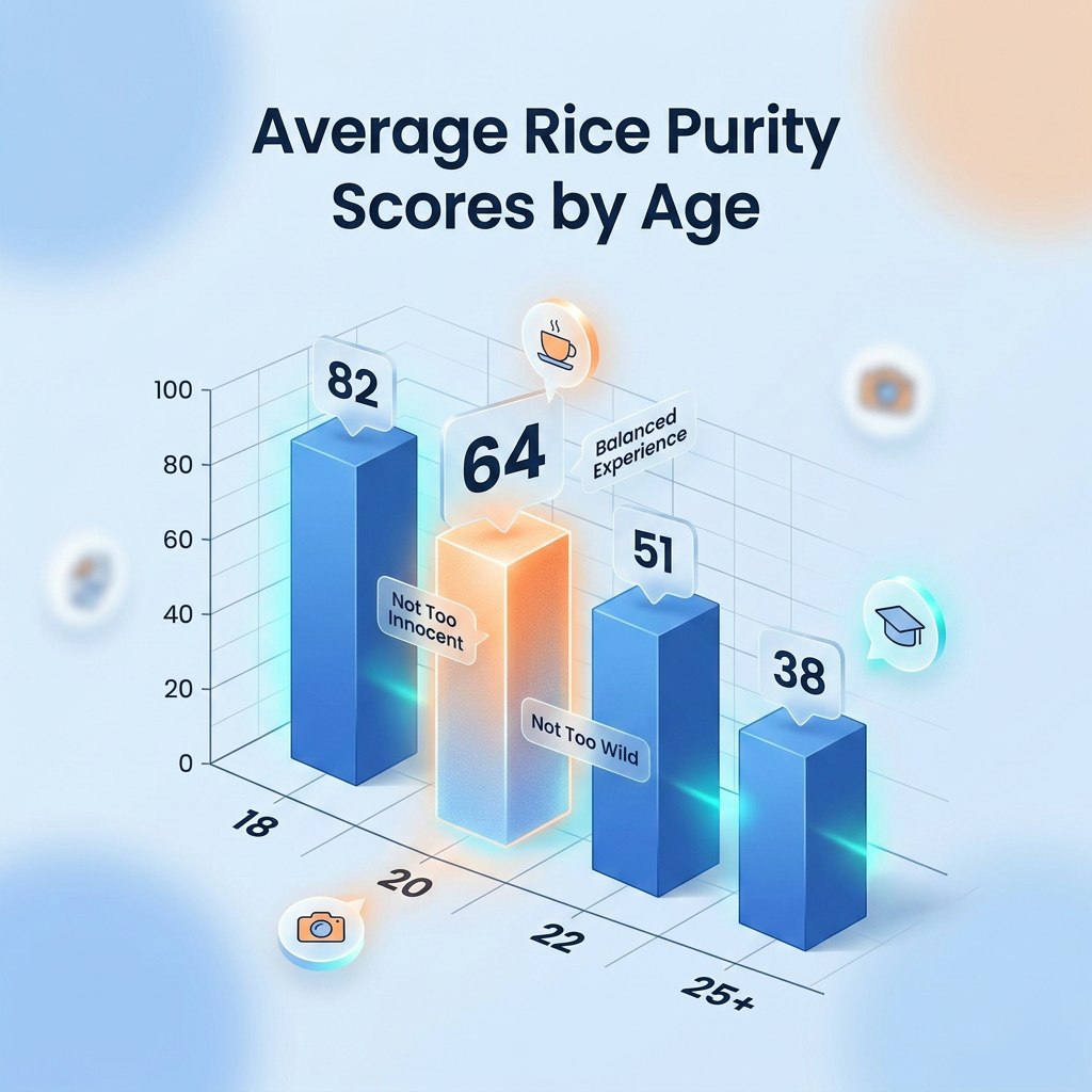 Graph showing that 64 is a common average rice purity score for a 20-year-old in the USA and EU.